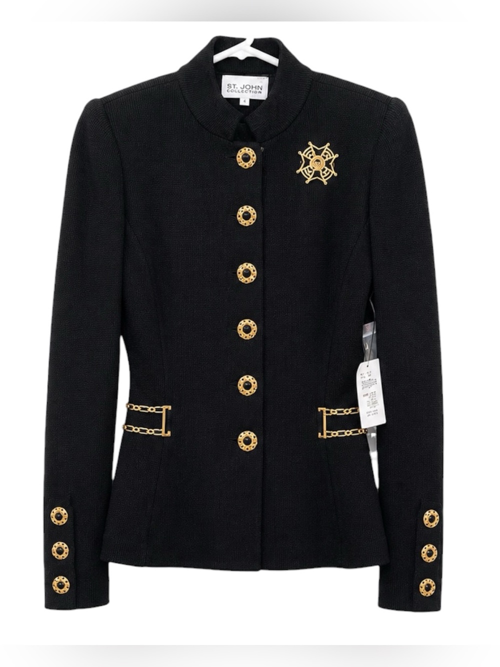 Sz 4  St. John Collection black jacket signature gold-tone. VTG W/tags